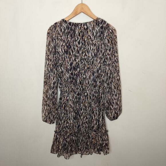 Evereve Demi Mini Dress Chiffon Long Sheer Sleeve Metallic - Picture 9 of 9
